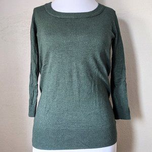 ☕ GAP Moss Green Sweater 3/4 Sleeve Scoopneck